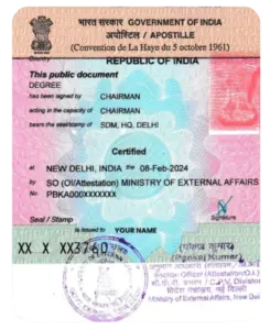 MEA Apostille sticker India